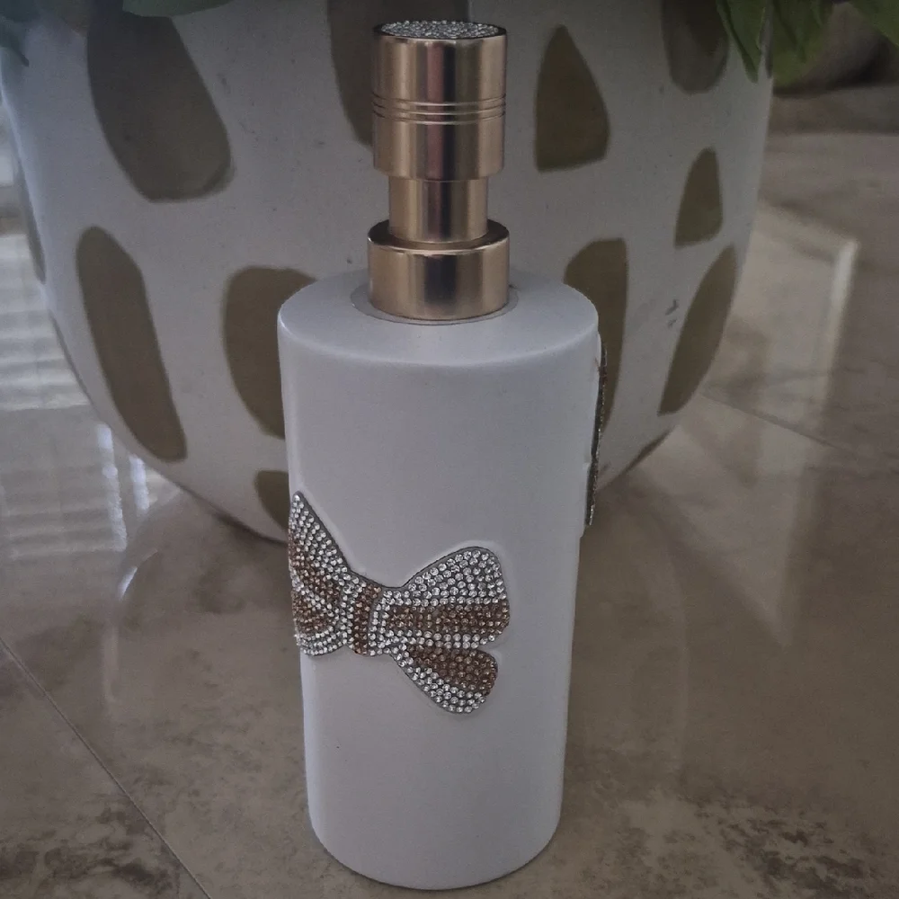 Rachel Zoe White and Gold Bow Soap Dispenser